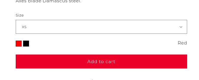 Example showing two products, one in color black and one in red